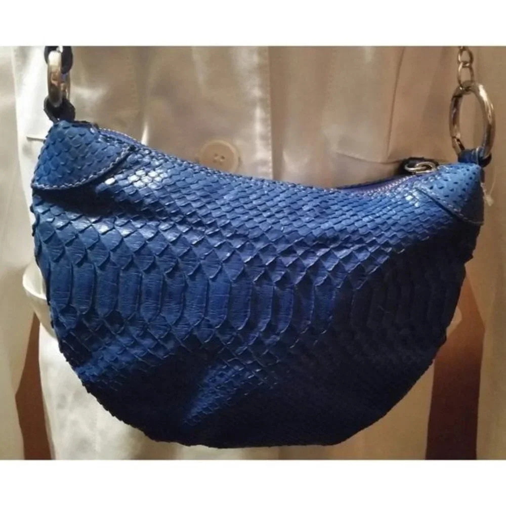 GIORGIA R Royal Blue Gen Python Snakeskin Purse - Picture 4 of 10